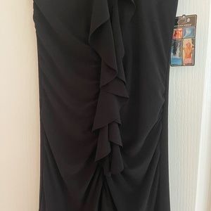Black Fitted Dress Ruffle Small *New*